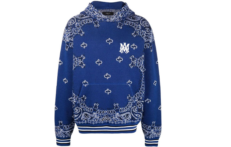 AMIRI SS22 Bandana Pattern Hoodie Blue () PS22MKF010-495