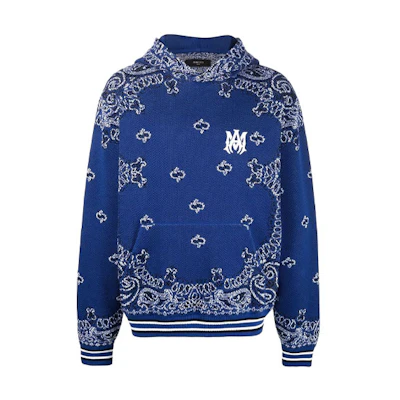 AMIRI SS22 Bandana Pattern Hoodie Blue () PS22MKF010-495