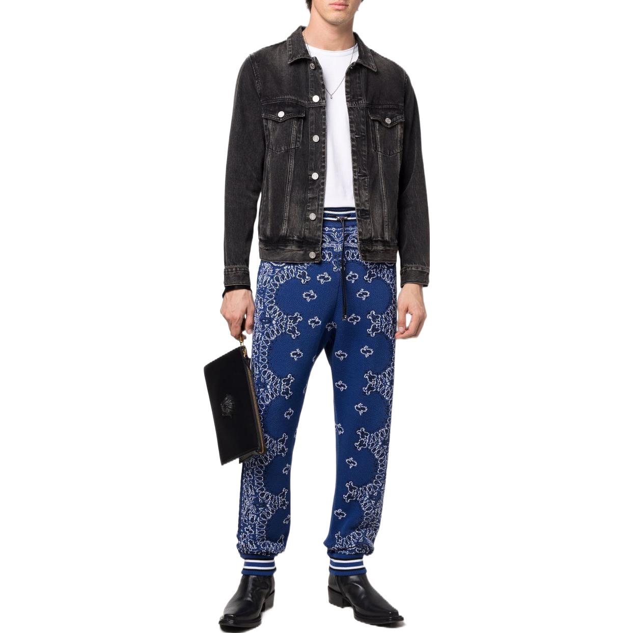 Lookbook AMIRI SS22 バンダナストライプ柄スウェットパンツ ブルー メンズ. PS22MKP052-495