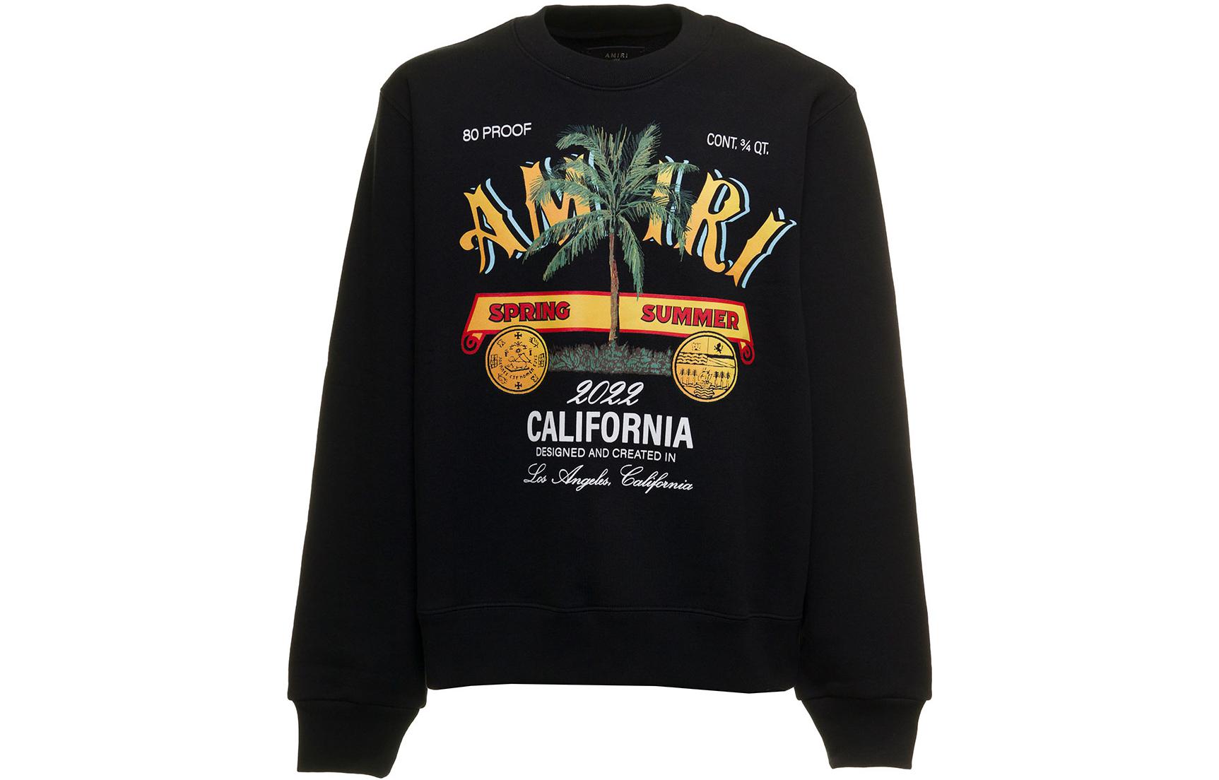 AMIRI SS22 Black Graphic Logo Print Crewneck Long Sleeve Sweatshirt Men MJG002001