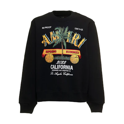 AMIRI SS22 Black Graphic Logo Print Crewneck Long Sleeve Sweatshirt Men MJG002001
