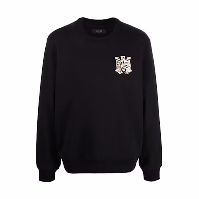 AMIRI SS22 Black Logo Print Crewneck Pullover Sweatshirt Long Sleeve PS22MJG063001