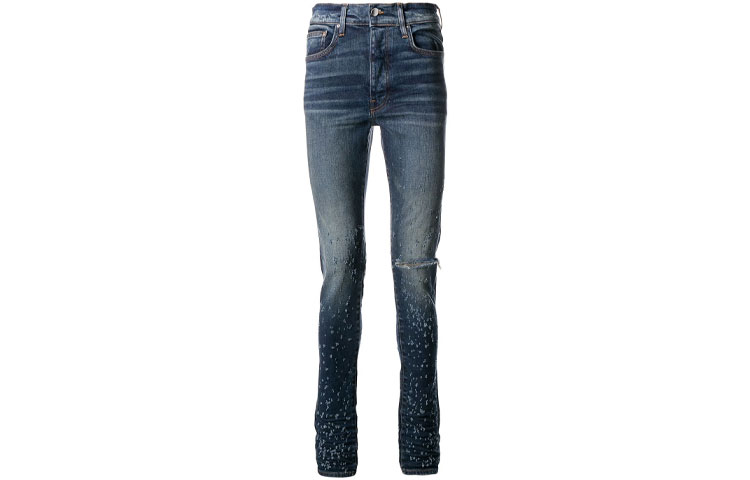 AMIRI SS22 Blue Shotgun Distressed Mid-Rise Jeans  Blue Denim. PS22MDS144-403