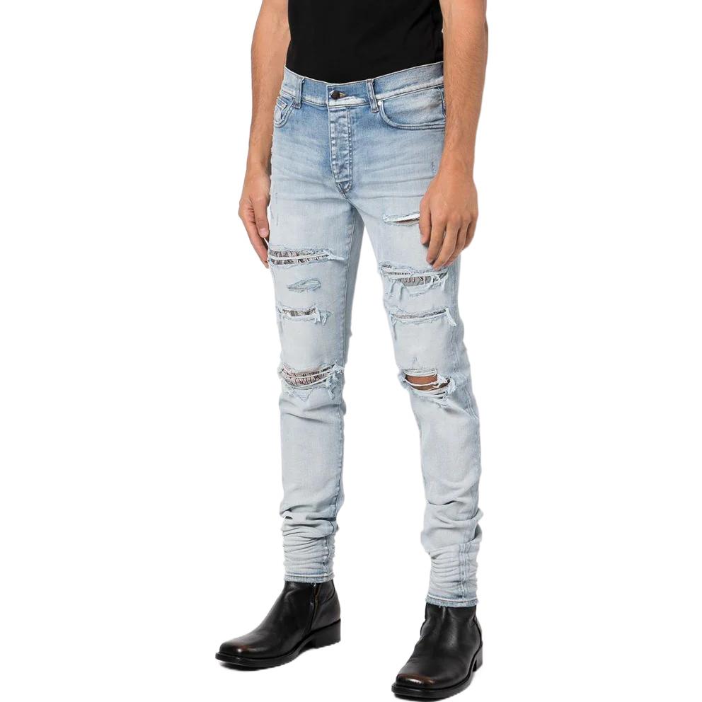 Purchase AMIRI SS22 窄版高腰破壞牛仔褲 淡藍色 SS22MDS008485