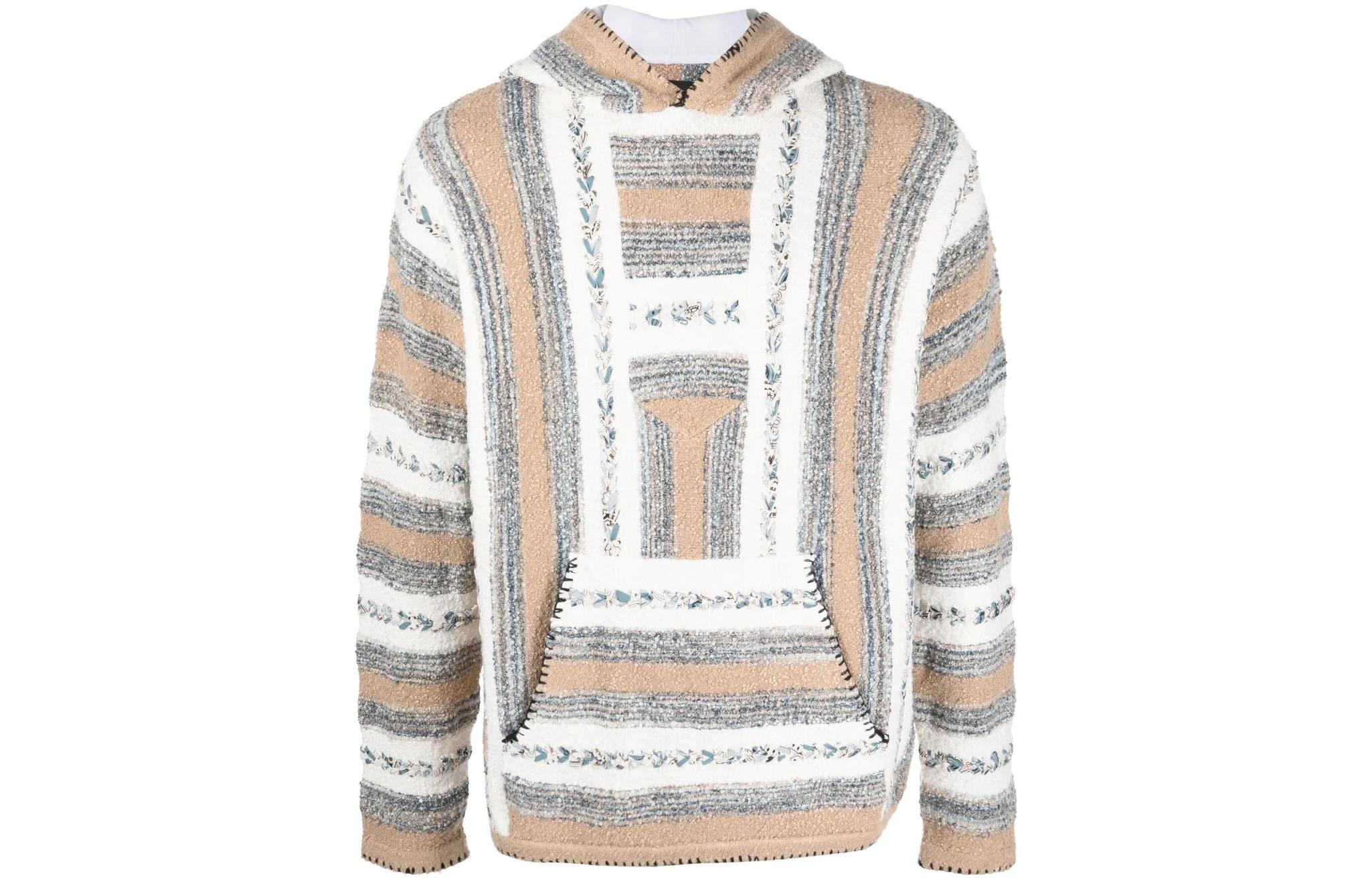 AMIRI SS22 Khaki Headscarf Braided Stripe Hoodie SS22MKH002