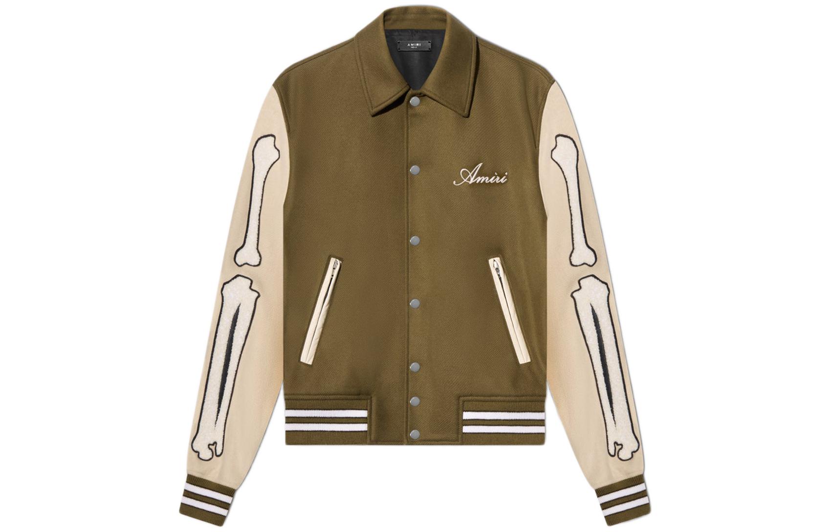 AMIRI SS22 Khaki Long-Sleeve Jacket with Ribbed Cuffs PS22MOS002363