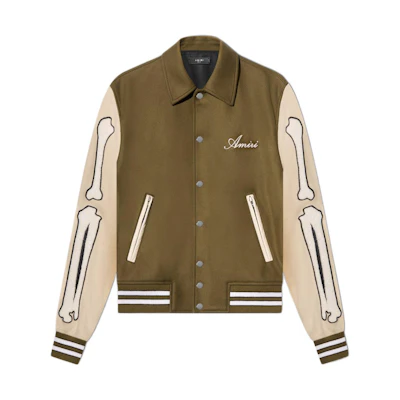 AMIRI SS22 Khaki Long-Sleeve Jacket with Ribbed Cuffs PS22MOS002363