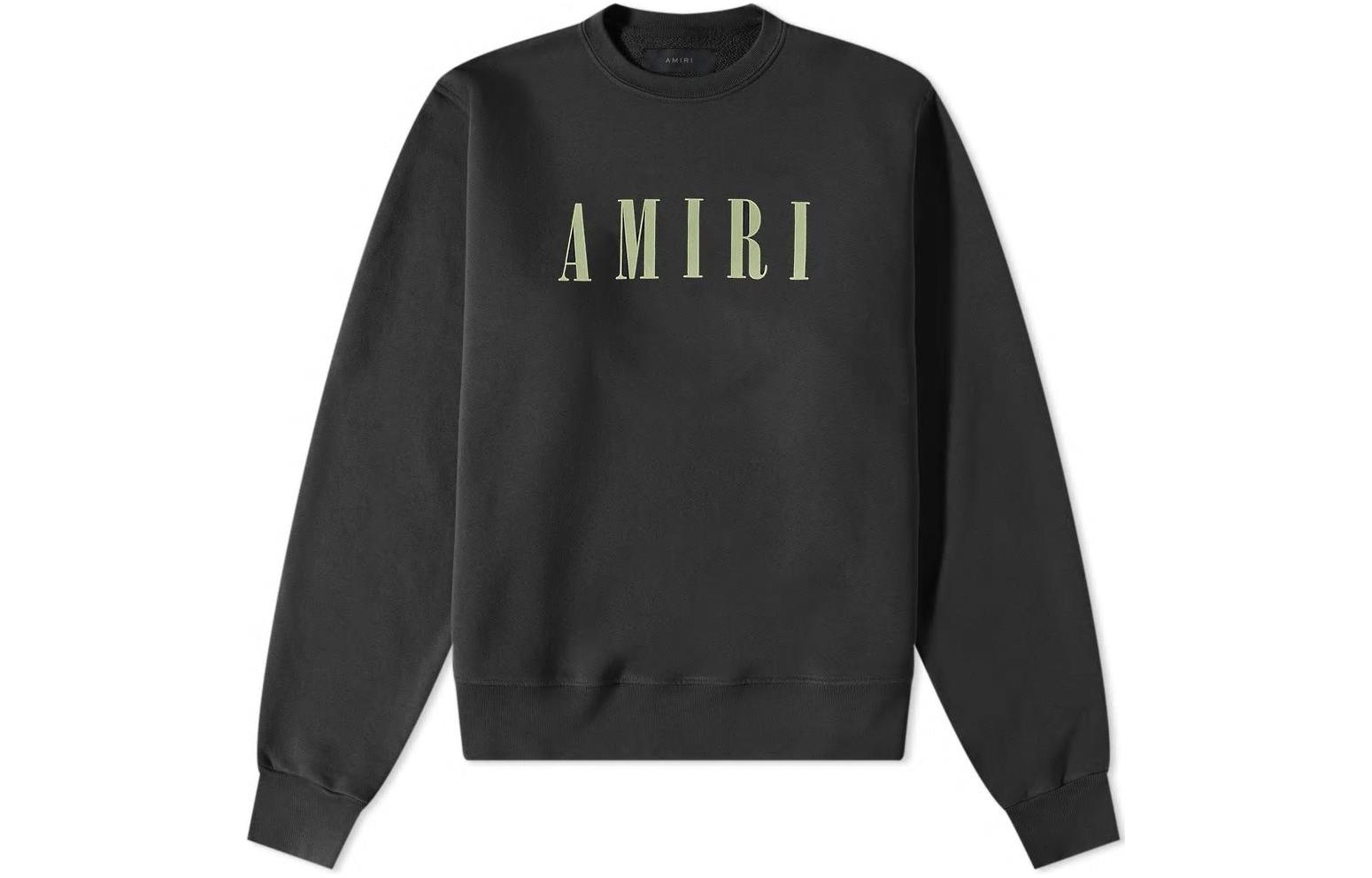 AMIRI SS22 Letter Logo Print Black Crewneck Long Sleeve Sweater Men PF22MJC014996