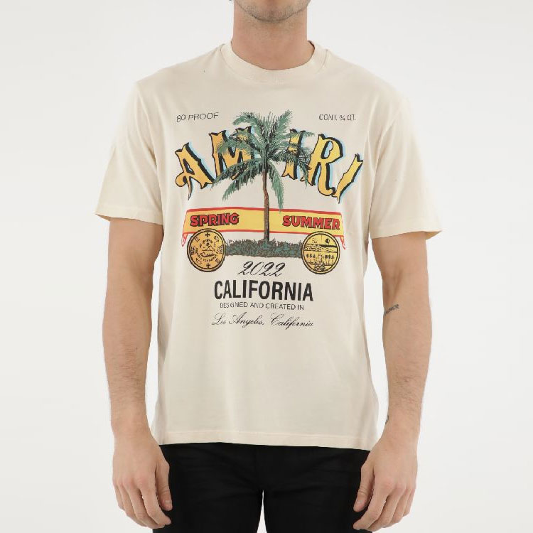 Shop AMIRI SS22 字母印花米色短袖上衣 男款 SS22MJG006209