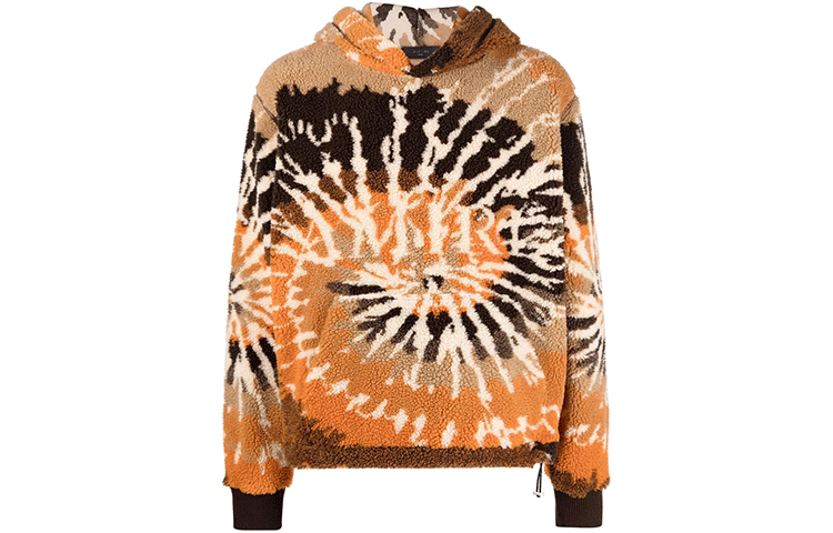 AMIRI SS22 Orange Tie-Dye Faux Fur Hoodie PS22MKF015-666