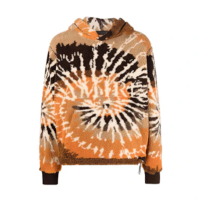 AMIRI SS22 Orange Tie-Dye Faux Fur Hoodie PS22MKF015-666