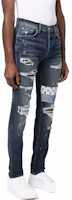 Shop AMIRI SS22 拼接破洞修身牛仔褲 男款 藍色 PF22MDS030403