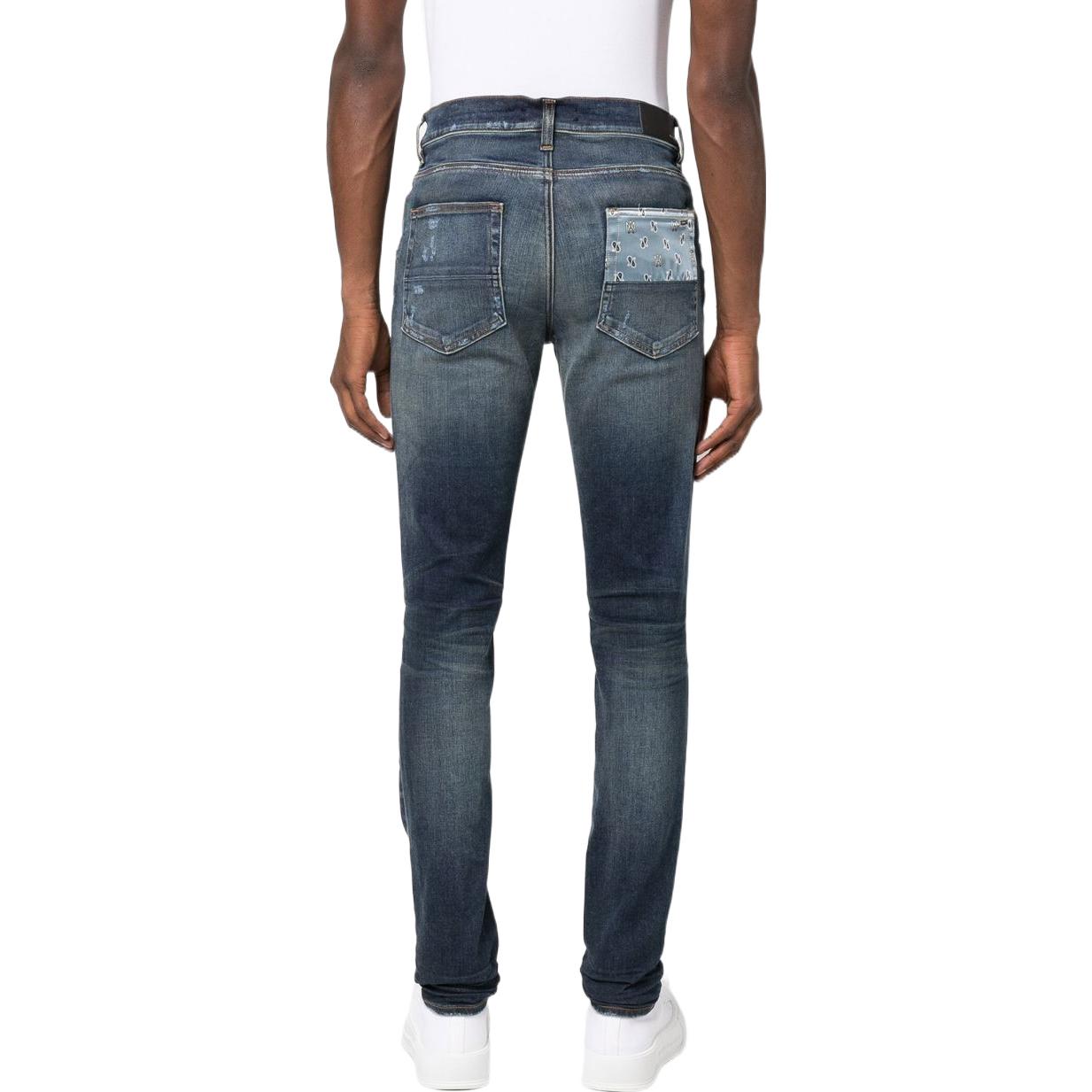 Purchase AMIRI SS22 拼接破洞修身牛仔裤 男 蓝色. PF22MDS030403