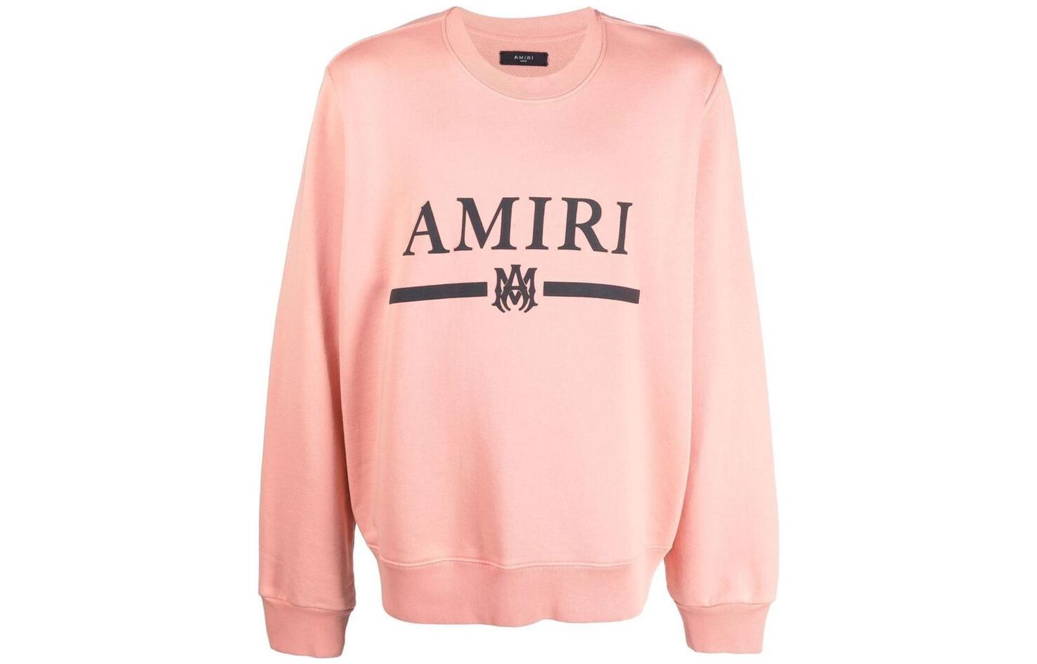 AMIRI SS22 Pink Logo Print Casual Long Sleeve Sweatshirt for Men MJL011694