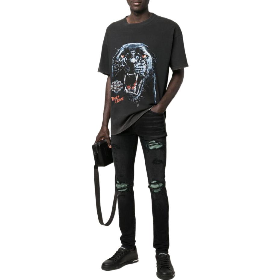 Lookbook AMIRI 男款 SS22 修身破洞黑色牛仔褲 MDS007-023
