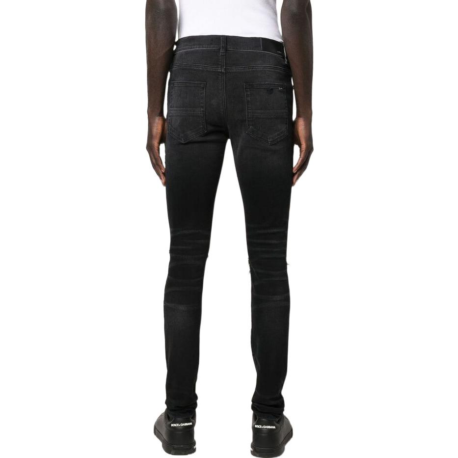 Shop AMIRI 男款 SS22 修身破洞黑色牛仔褲 MDS007-023