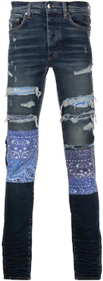 AMIRI SS22 修身拼接佩斯利藍色牛仔褲 男款 PS22MDS140403 Order AMIRI SS22 修身拼接佩斯利藍色牛仔褲 男款 PS22MDS140403