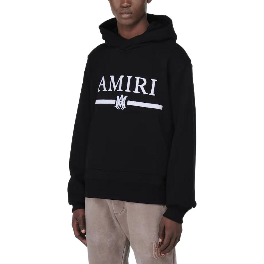 Shop AMIRI SS22 Solid Logo Hoodie Black Cotton Sweatshirt PF22MJH022F001