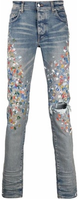 AMIRI SS22 Skinny Jeans Lelaki Biru Spray Paint Distressed PS22MDS202408 Buy AMIRI SS22 Skinny Jeans Lelaki Biru Spray Paint Distressed PS22MDS202408