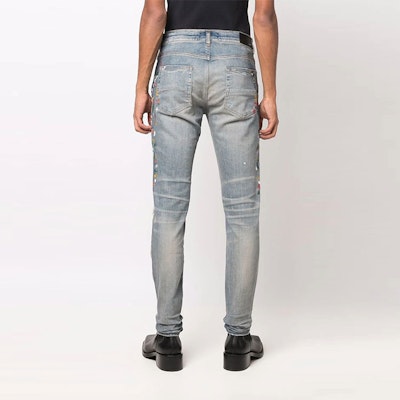 AMIRI SS22 Skinny Jeans Lelaki Biru Spray Paint Distressed PS22MDS202408 Shop AMIRI SS22 Skinny Jeans Lelaki Biru Spray Paint Distressed PS22MDS202408