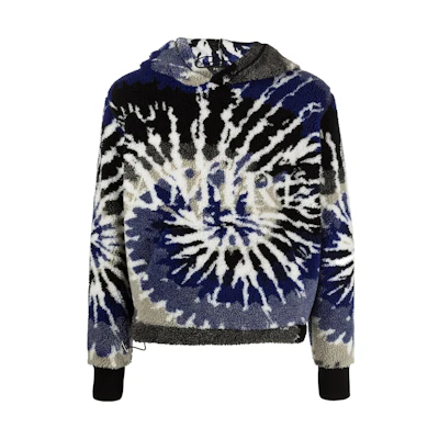 AMIRI SS22 Tie-Dye Faux Shearling Hoodie Men’s Blue PS22MKF015-495
