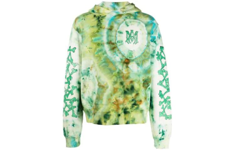 AMIRI SS22 Tie-Dye Logo Print Long Sleeve Sweatshirt Green SS22MJL014310