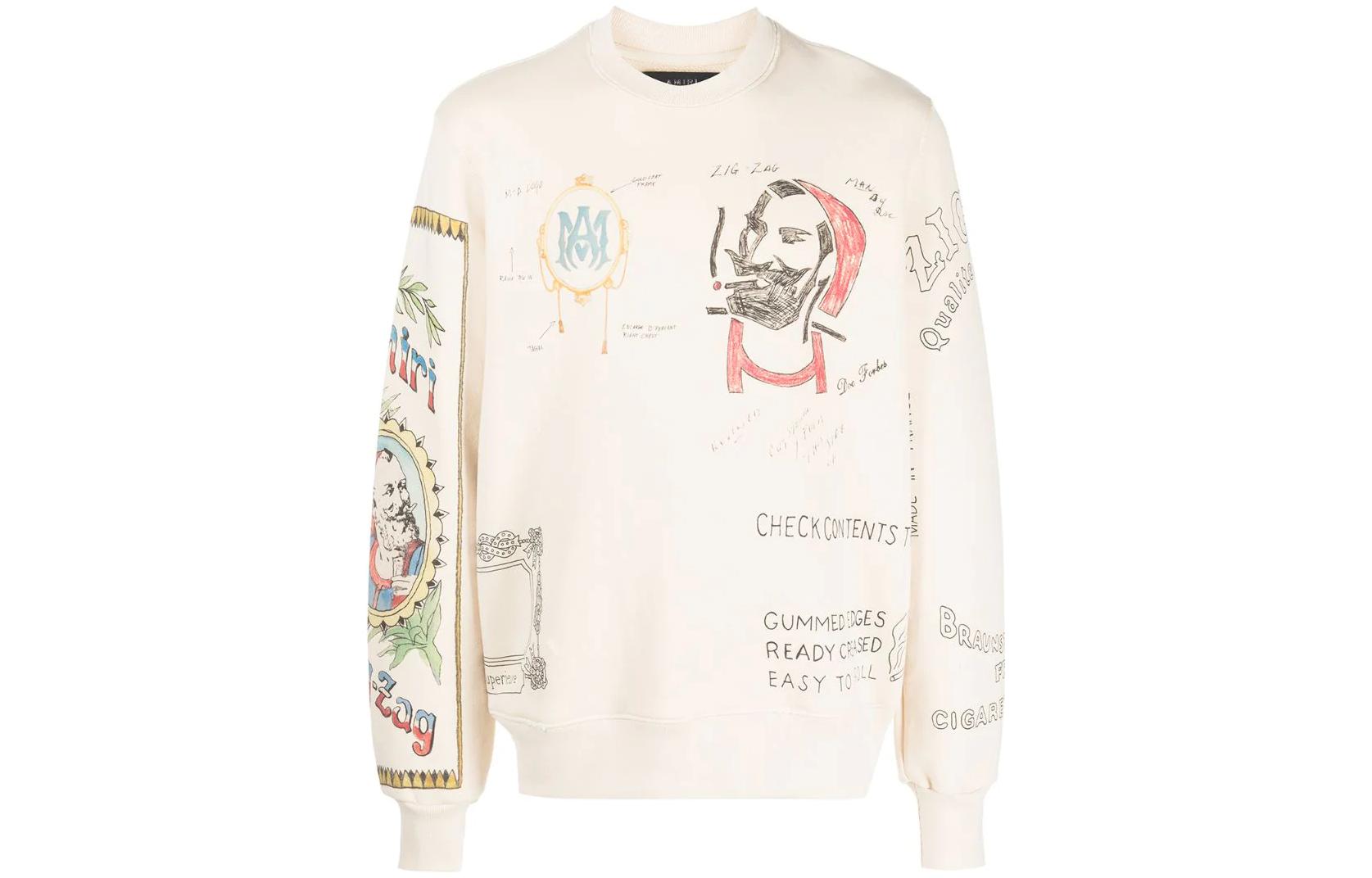 AMIRI SS22 White Pullover Hoodie with Solid Color and Graphic Print Style SS22MJG003209