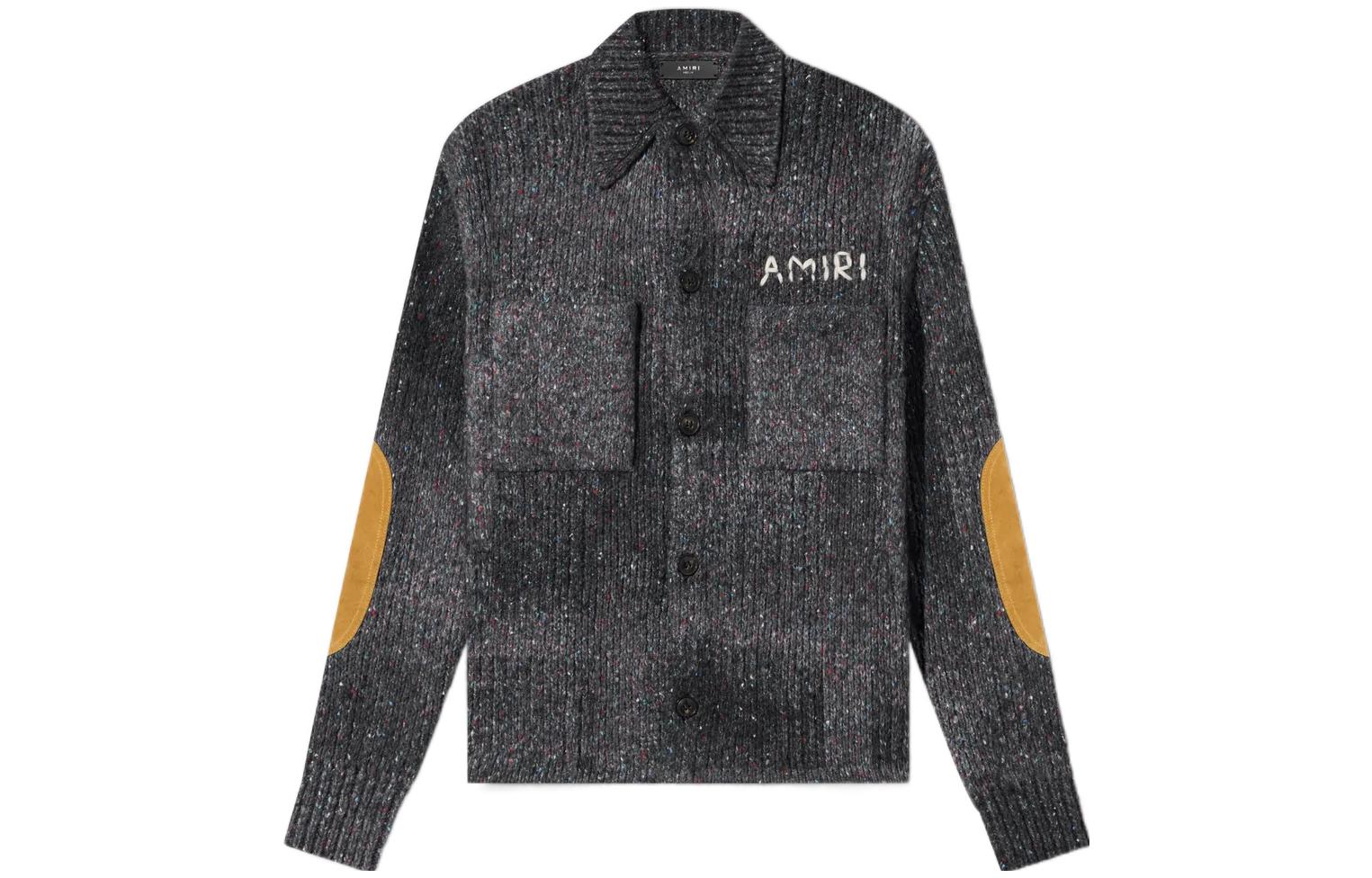 Order AMIRI SS23 黑色刺繡Logo開襟毛衣外套。 PS23MKL003-001