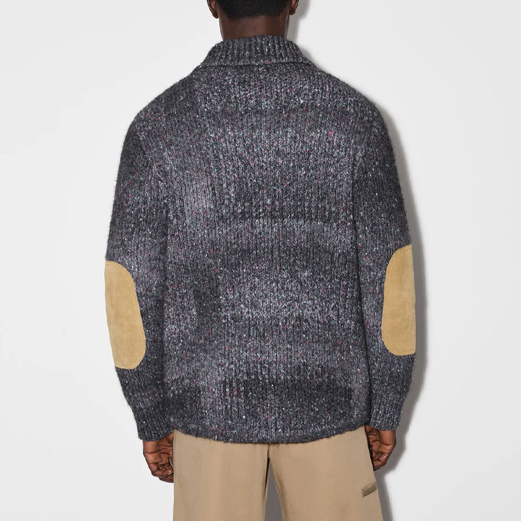 Purchase AMIRI SS23 黑色刺繡Logo開襟毛衣外套。 PS23MKL003-001