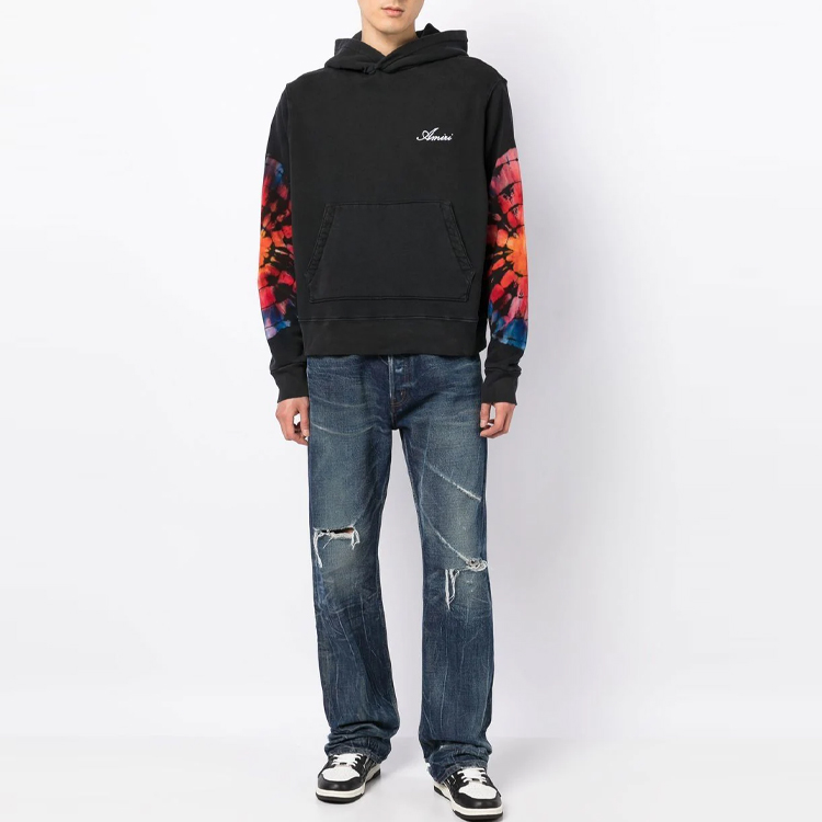 Lookbook AMIRI SS23 黑色連帽衫 帶標誌印花。 PS23MJL027-001