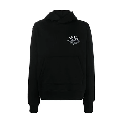 AMIRI SS23 Black Letter Print Pullover Hoodie Long Sleeve. PXMJG001-001