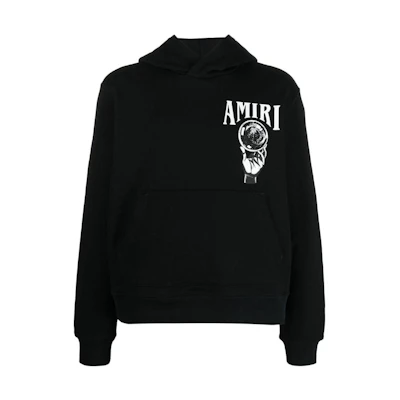 AMIRI SS23 Logo Print Hoodie - Black. PS23MJG005-001