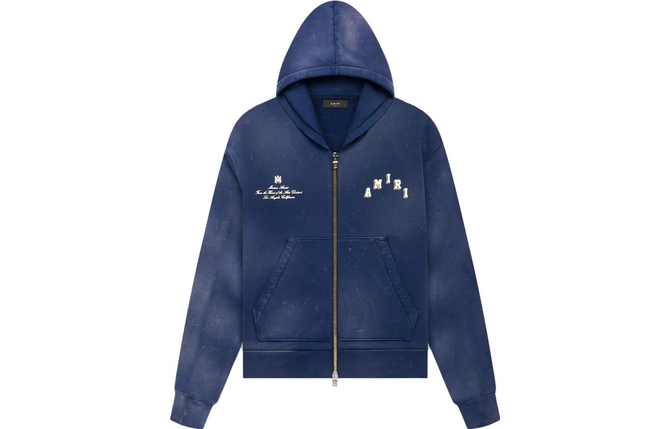 AMIRI SS23  Loose Fit Collegiate Zip-Up Hoodie Blue PF23MJG022-420