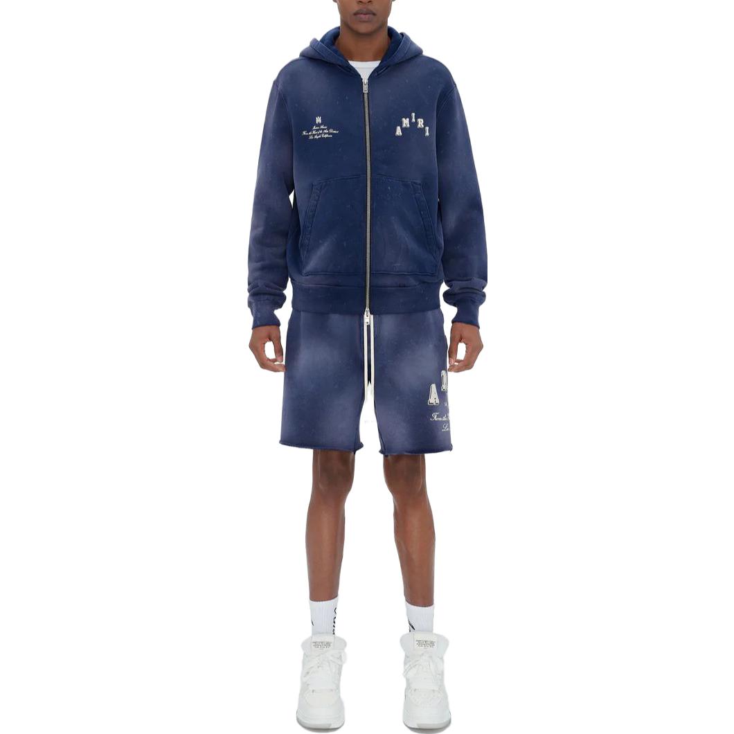 Shop アミリ SS23 ルーズフィット カレッジ ジップアップフーディー ブルー PF23MJG022-420