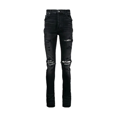 AMIRI SS23 Slim Fit Distressed Black Denim Jeans. PS23MDS010DSI023