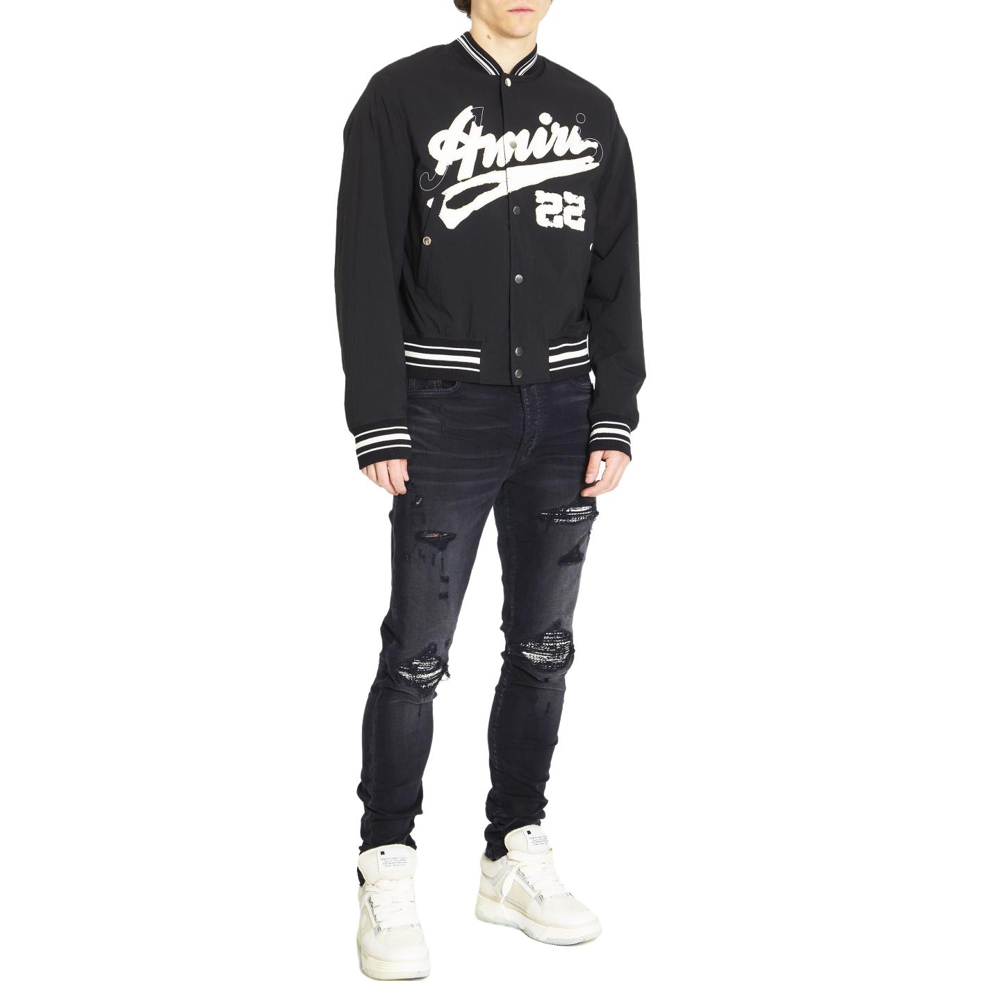 Shop AMIRI SS23 修身破洞黑色牛仔褲 PS23MDS010DSI023