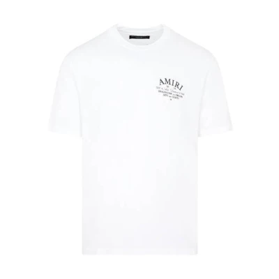 AMIRI SS23 White Logo Print Short Sleeve T-Shirt. PXMJT001-100