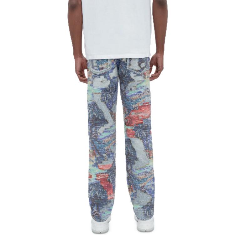 Details for AMIRI SS23夏威夷印花直筒牛仔裤 男士深蓝色石印靛蓝裤 PF23MDF030-765