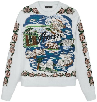 AMIRI SS23 Aloha Scenic Jacquard Crewneck Sweater Biru - Lengan Panjang Pria. SS23MKL005-368 Buy AMIRI SS23 Aloha Scenic Jacquard Crewneck Sweater Biru - Lengan Panjang Pria. SS23MKL005-368