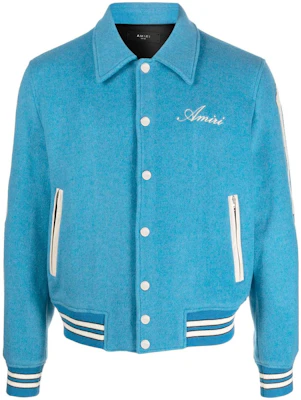AMIRI SS23 Appliqué Long Sleeve Bomber Jacket Light Blue PS23MOS002-463 Buy AMIRI SS23 Appliqué Long Sleeve Bomber Jacket Light Blue PS23MOS002-463
