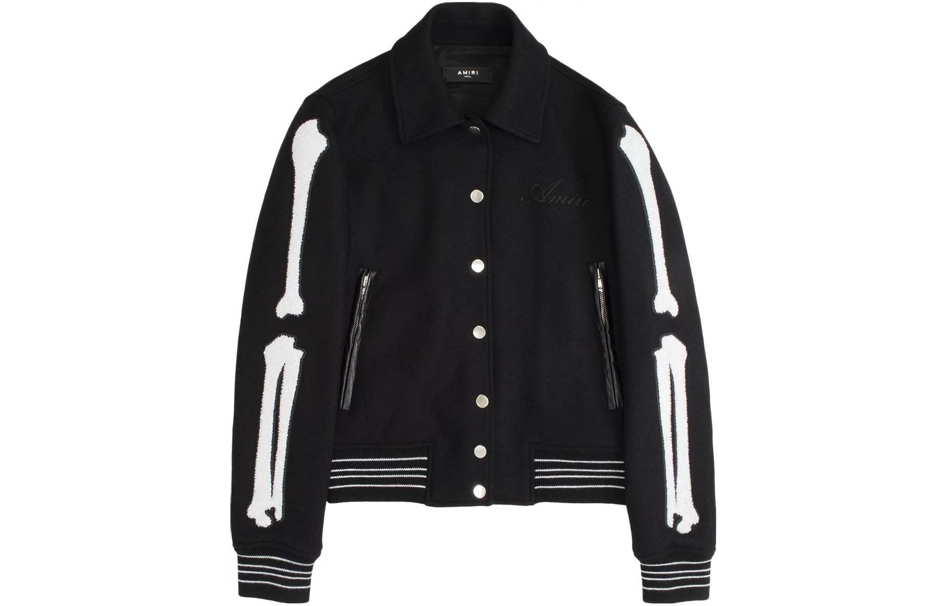 AMIRI SS23 Black Bone Graphic Printed Long Sleeve Jacket for Men PS22W0S006-001