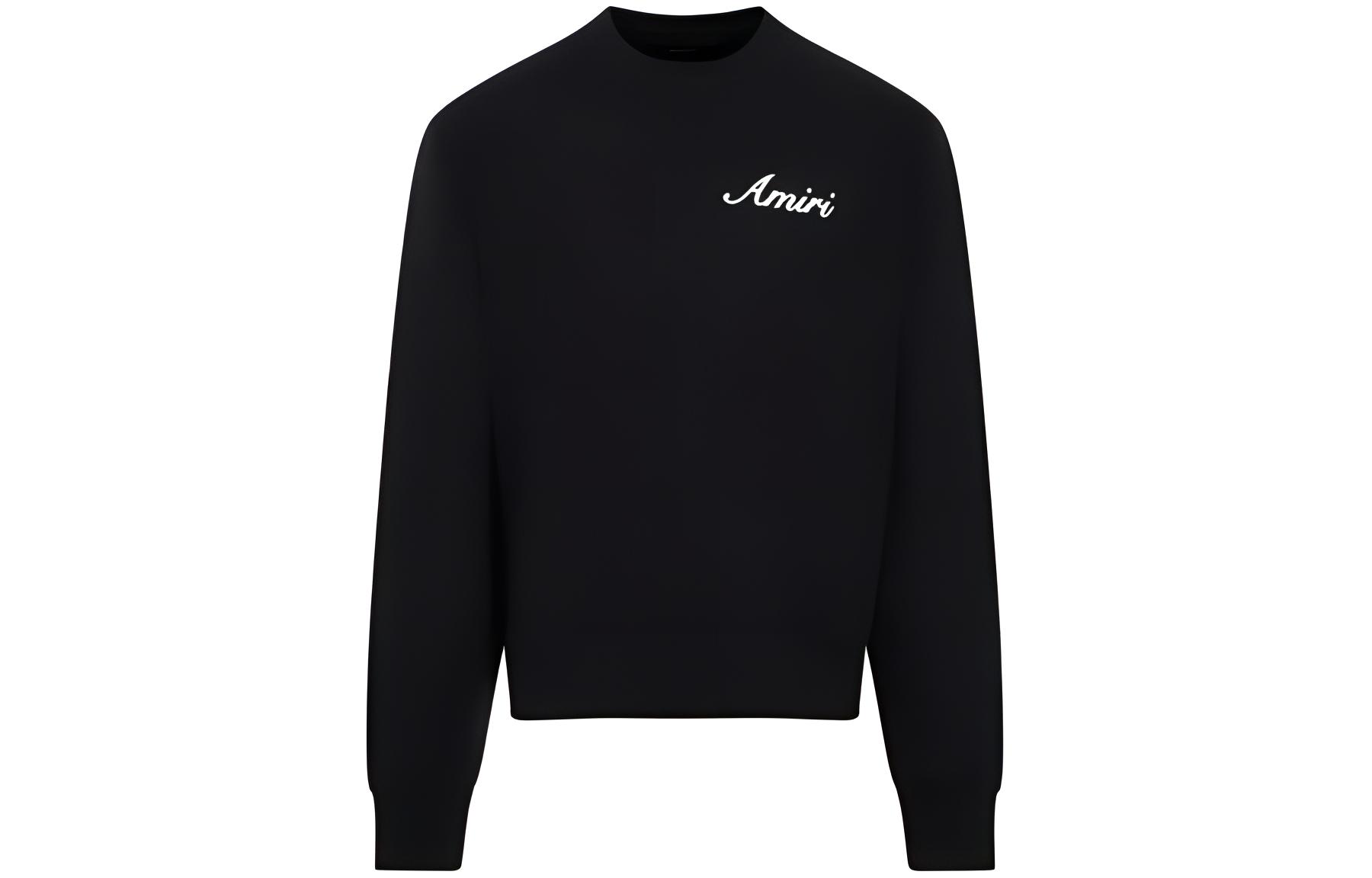 AMIRI SS23 Black Embroidered Logo Crewneck Long Sleeve Sweatshirt PF23MJL008-001