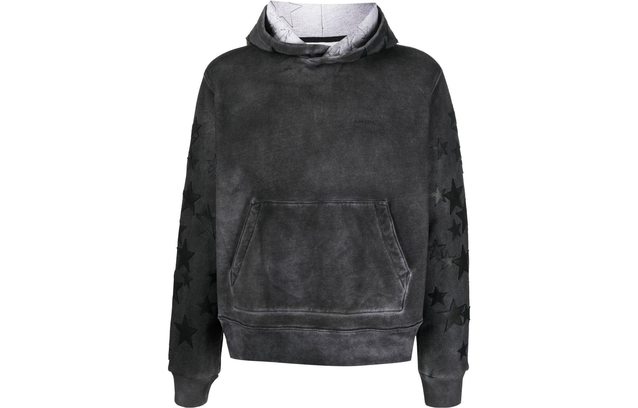 AMIRI SS23 Black Paint Splatter Hoodie Pullover Long Sleeve PS23MJG031-956