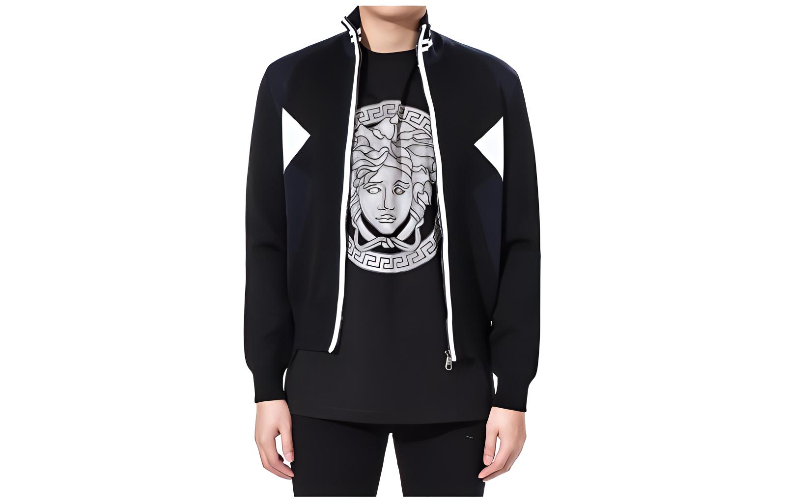 AMIRI SS23 Black Ribbed Collar Badge Embroidered Colorblock Sweatshirt Men BMA513V-B617C-1139