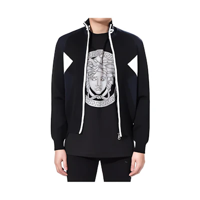 AMIRI SS23 Black Ribbed Collar Badge Embroidered Colorblock Sweatshirt Men BMA513V-B617C-1139