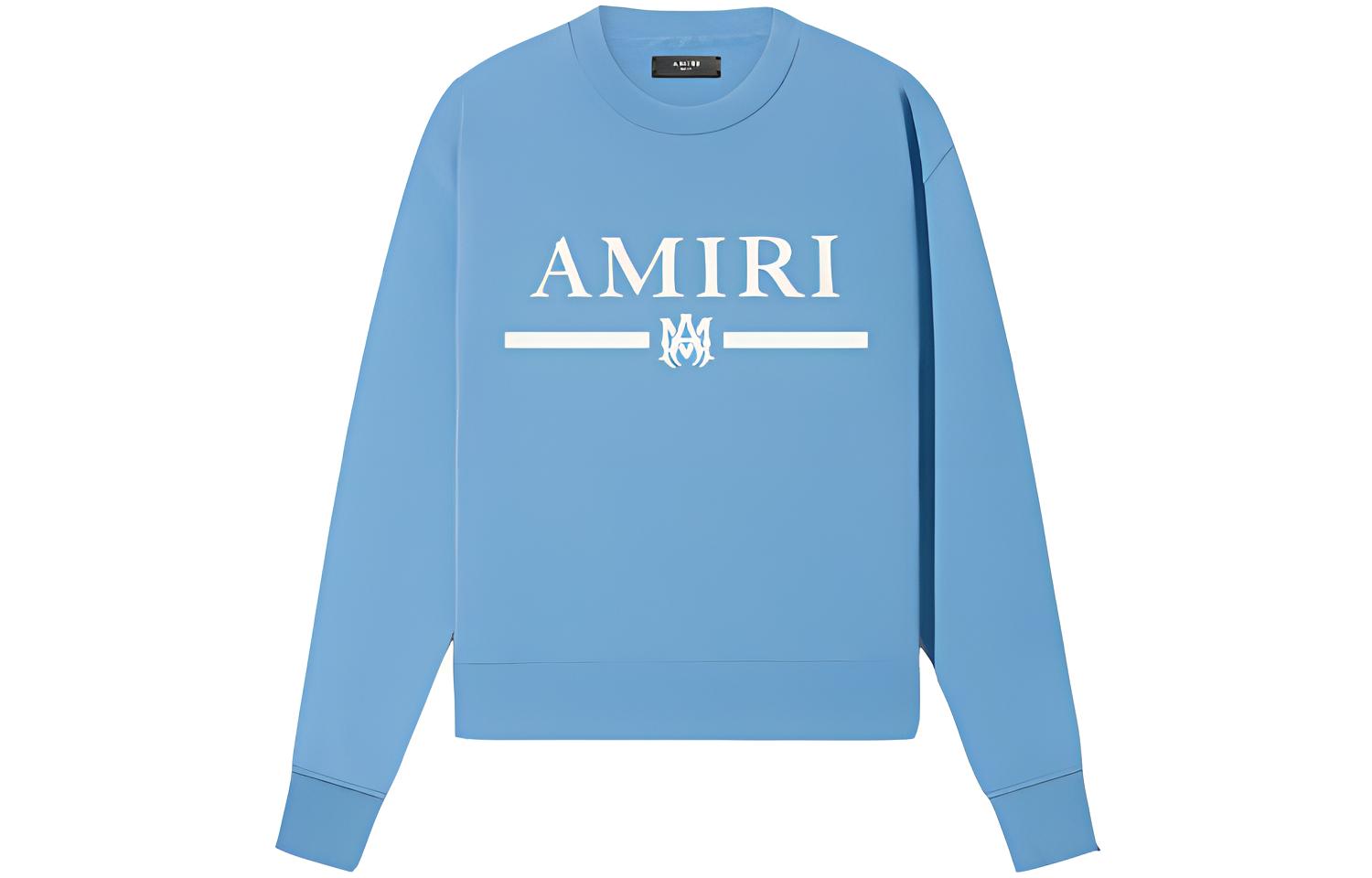AMIRI SS23 Blue Crewneck Sweatshirt with Logo Print PS23MJL003-450