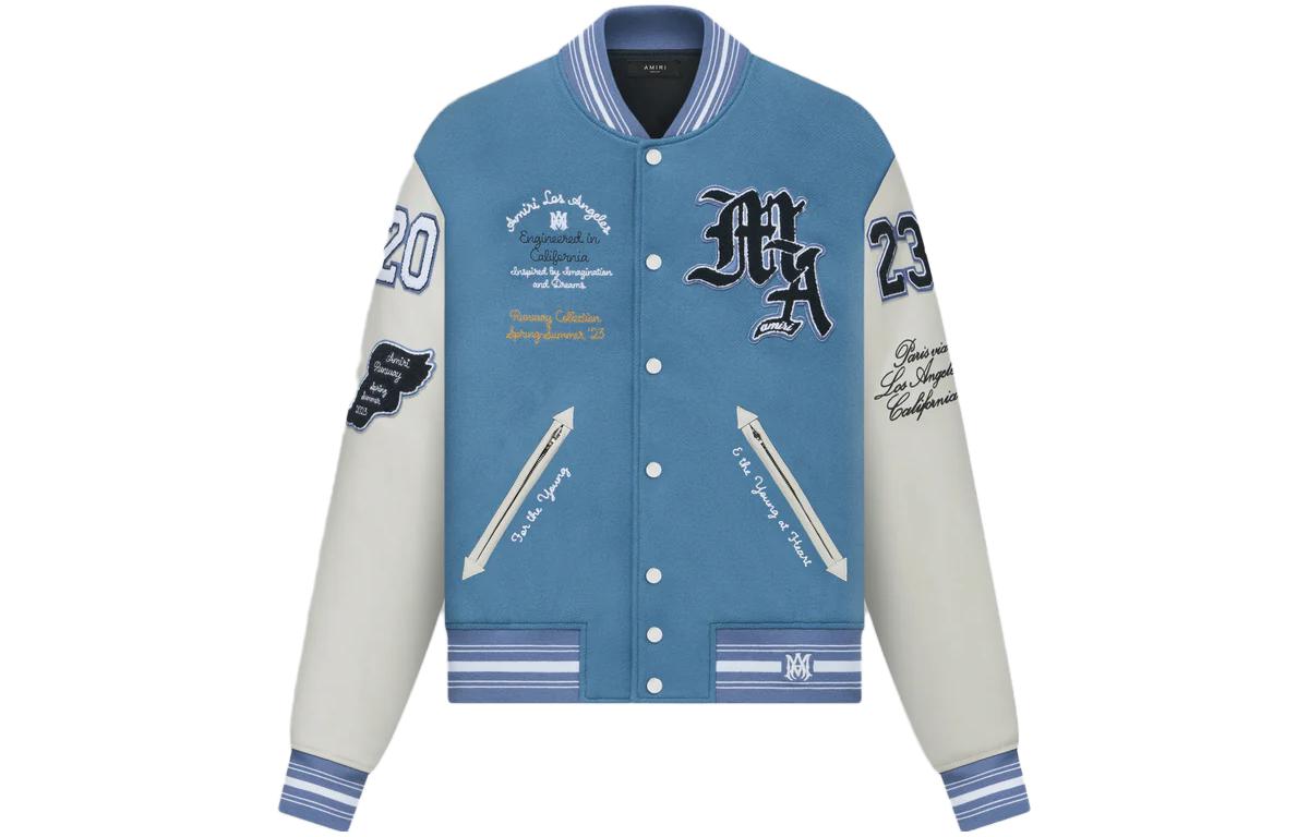 AMIRI SS23 Colorblock Letter Print Varsity Jacket Men’s Blue SS23MOS026-369