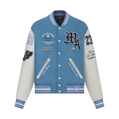 AMIRI SS23 Colorblock Letter Print Varsity Jacket Men’s Blue SS23MOS026-369