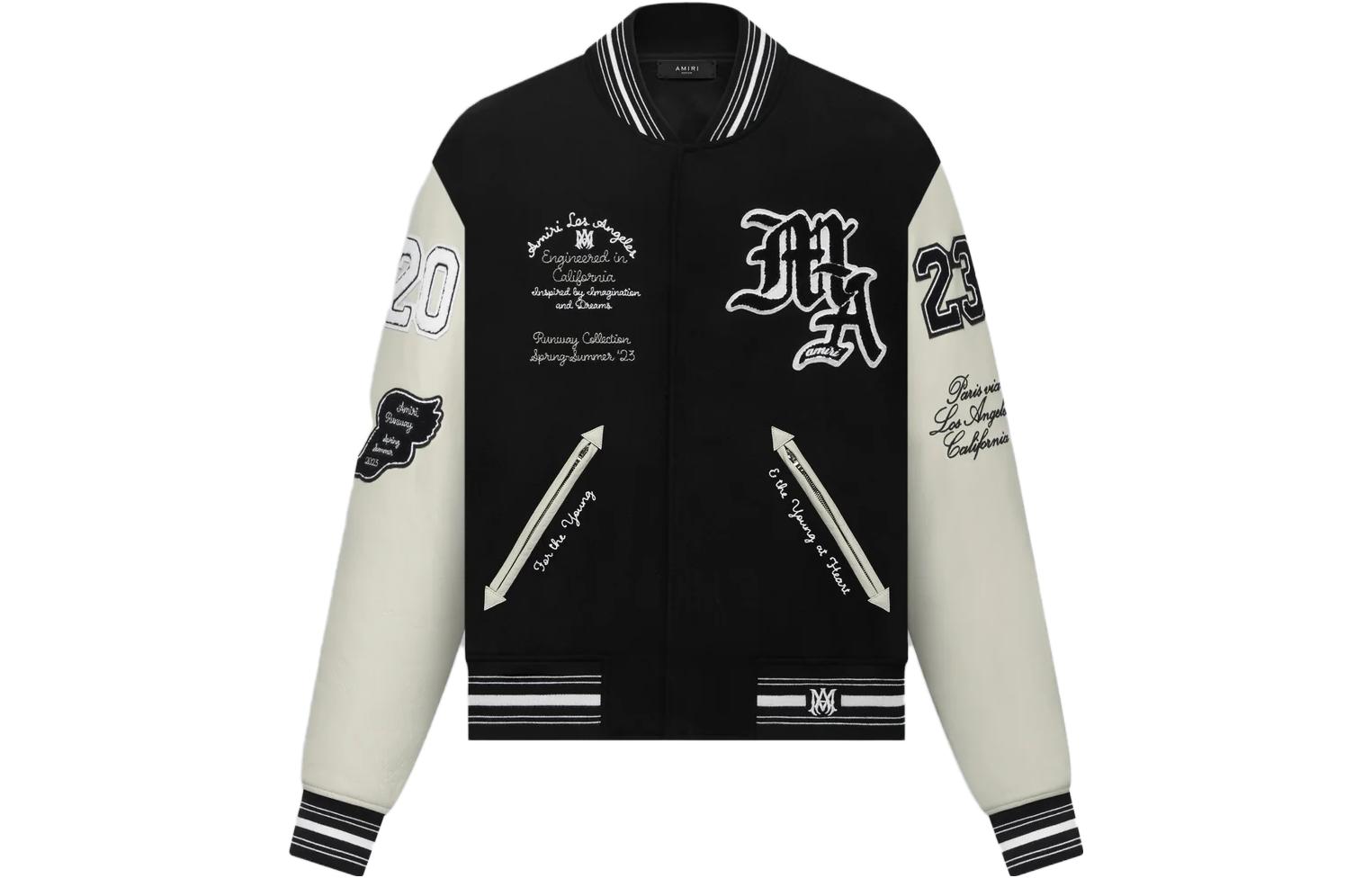 AMIRI SS23 Colorblock Letterman Oversized Jacket Black White Men’s SS23MOS026-001