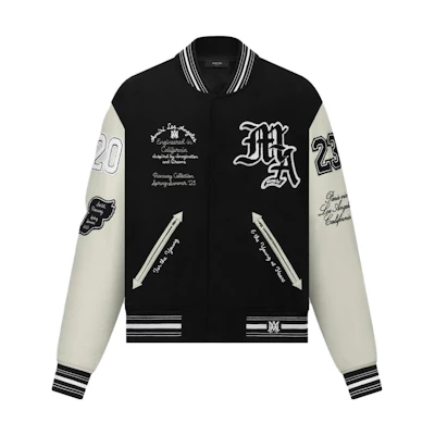 AMIRI SS23 Colorblock Letterman Oversized Jacket Black White Men’s SS23MOS026-001